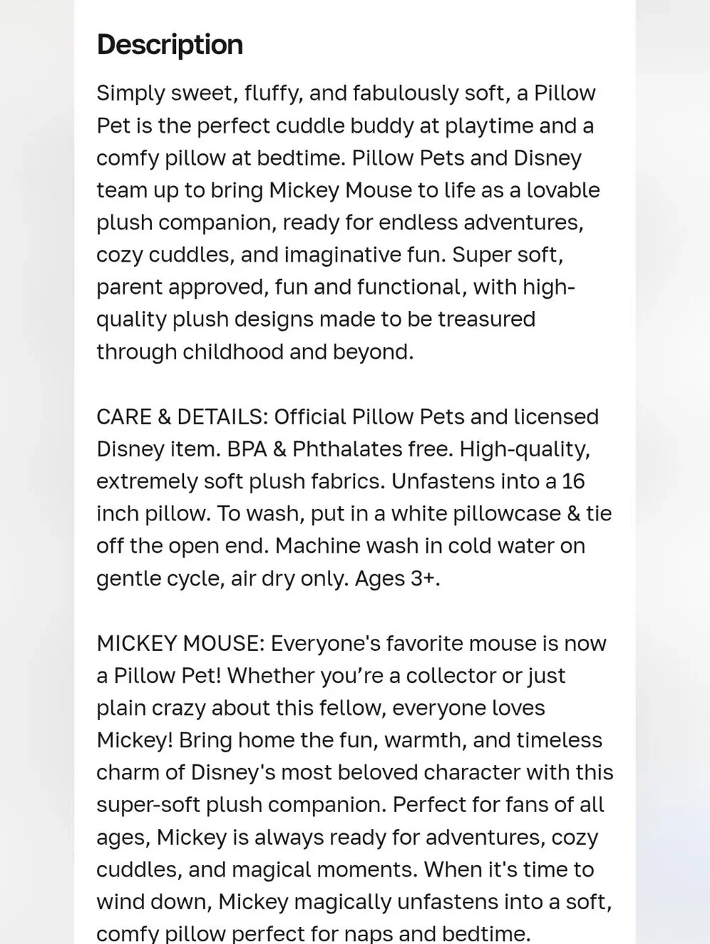 Disney Mickey Mouse Plush Pillow - Black, Red, Yellow